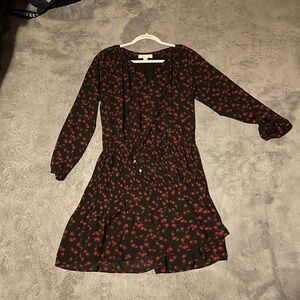 Floral Black and Red Dress